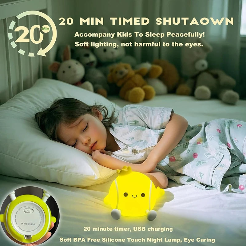 Tennis Night Light – LED Squishy Novelty Lamp, 2-Level Dimmable Rechargeable Touch Lamp for Kids Nursery or Bedroom