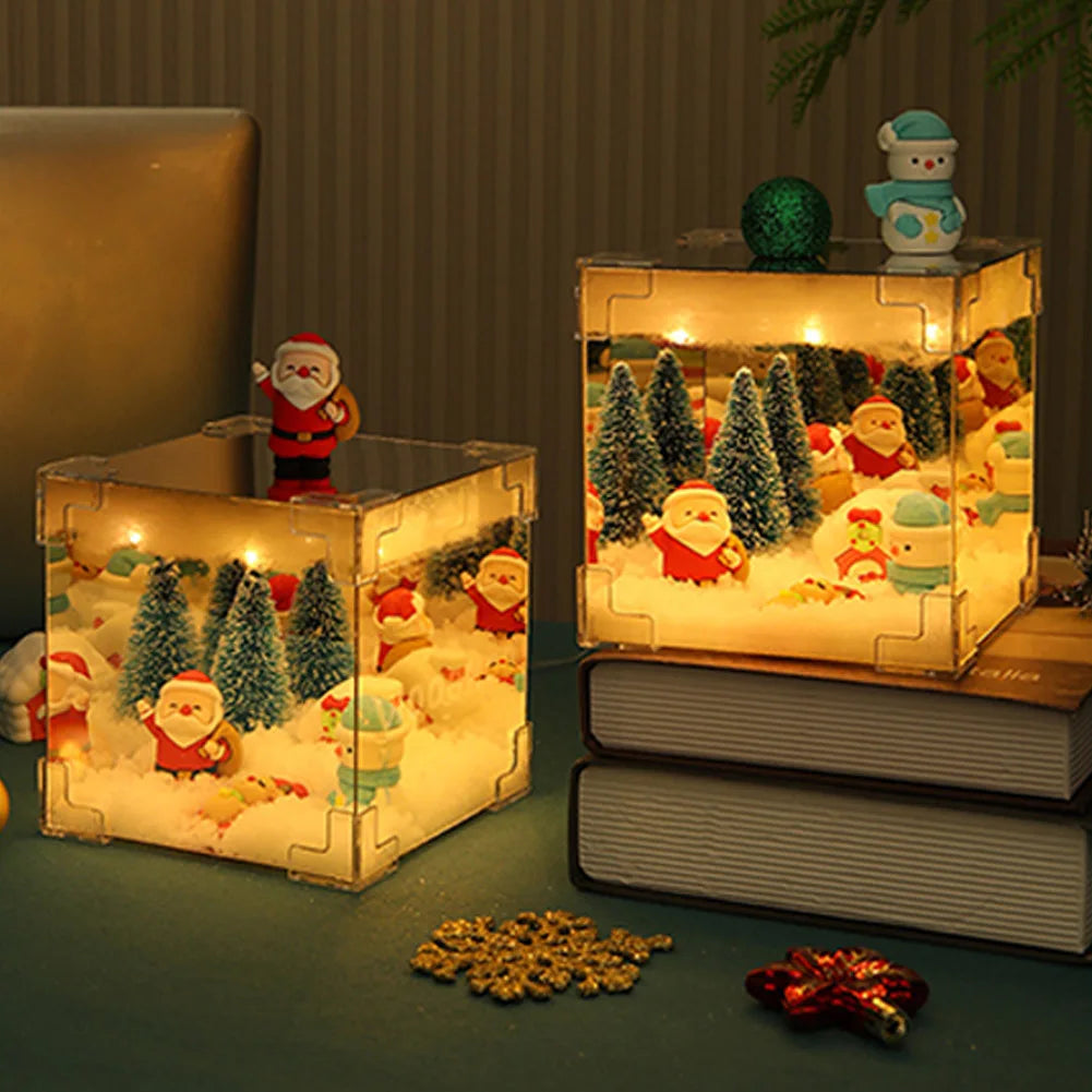 Santa Claus DIY Night Light – Snow Scene Decorative Christmas Lamp for Indoor Festive Decoration