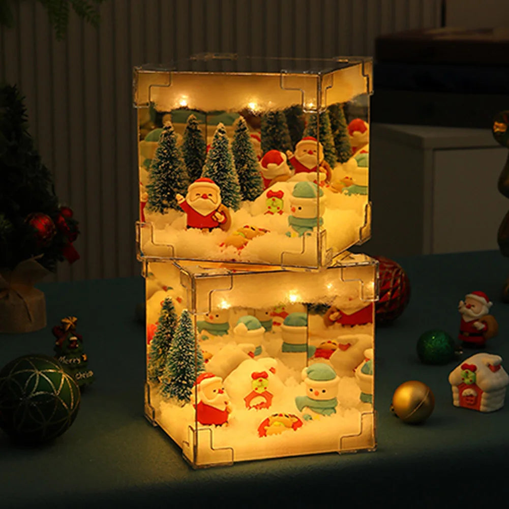 Santa Claus DIY Night Light – Snow Scene Decorative Christmas Lamp for Indoor Festive Decoration