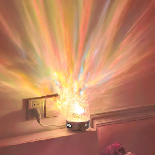 Water Ripple Projection Lamp – 16-Color Dome-Shaped 3D Aurora Light, 2-in-1 Ambient Atmosphere Lamp for Bar Decoration